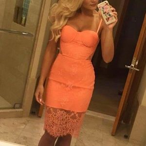 Bebe Coral Lace Dress only worn twice!
